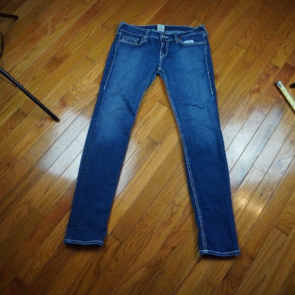 True Religion Jeans Womens 30 Blue Stella Skinny Stretch Made USA Designer Denim - Picture 1 of 14